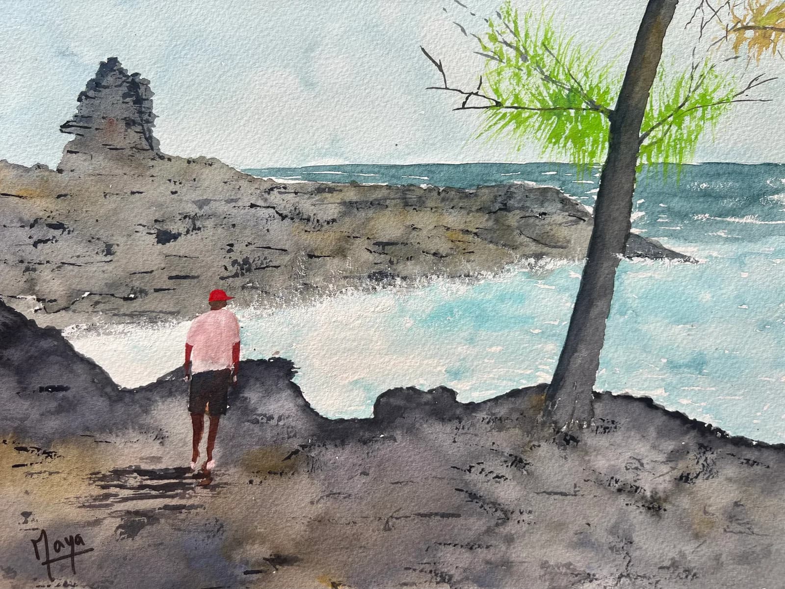 aquarelle La marine Langevin La Réunion mai 2025