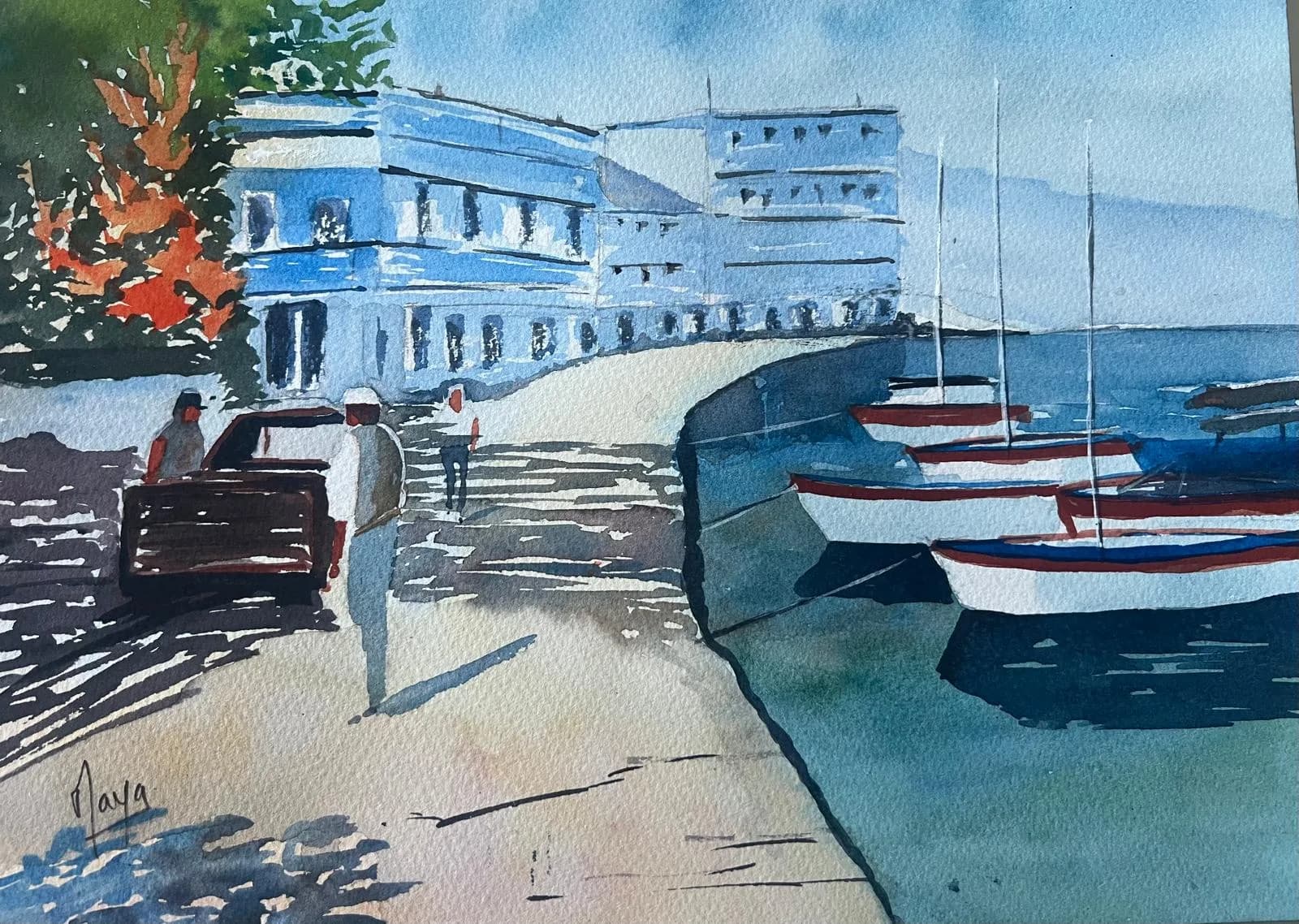 aquarelle Thasos Grèce novembre 2025