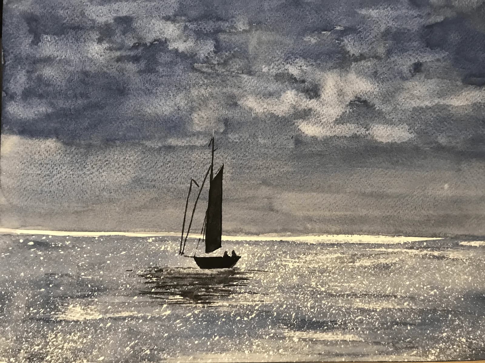 aquarelle au large de marseille mai 2022
