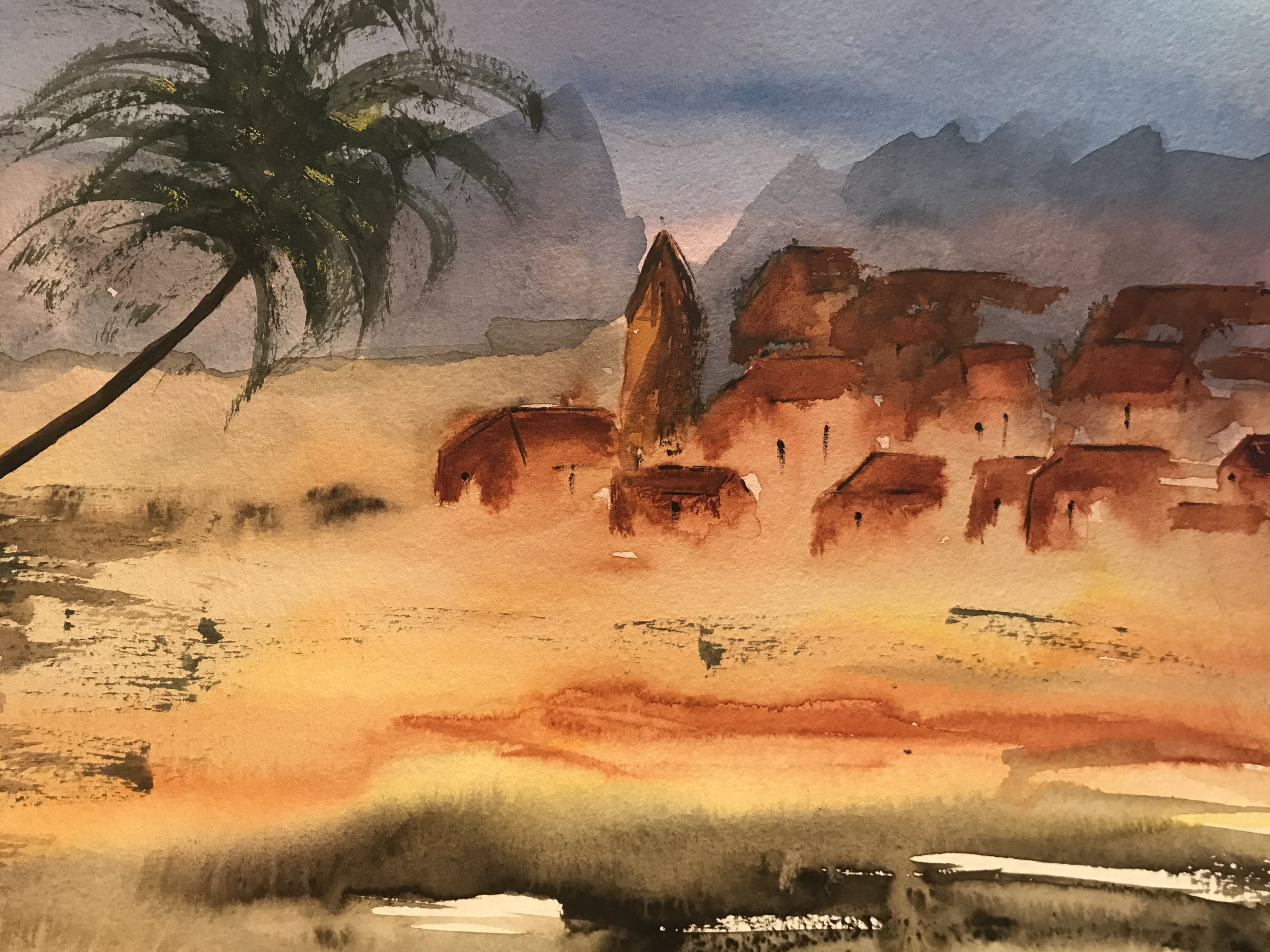 aquarelle desert marocain mai 2020