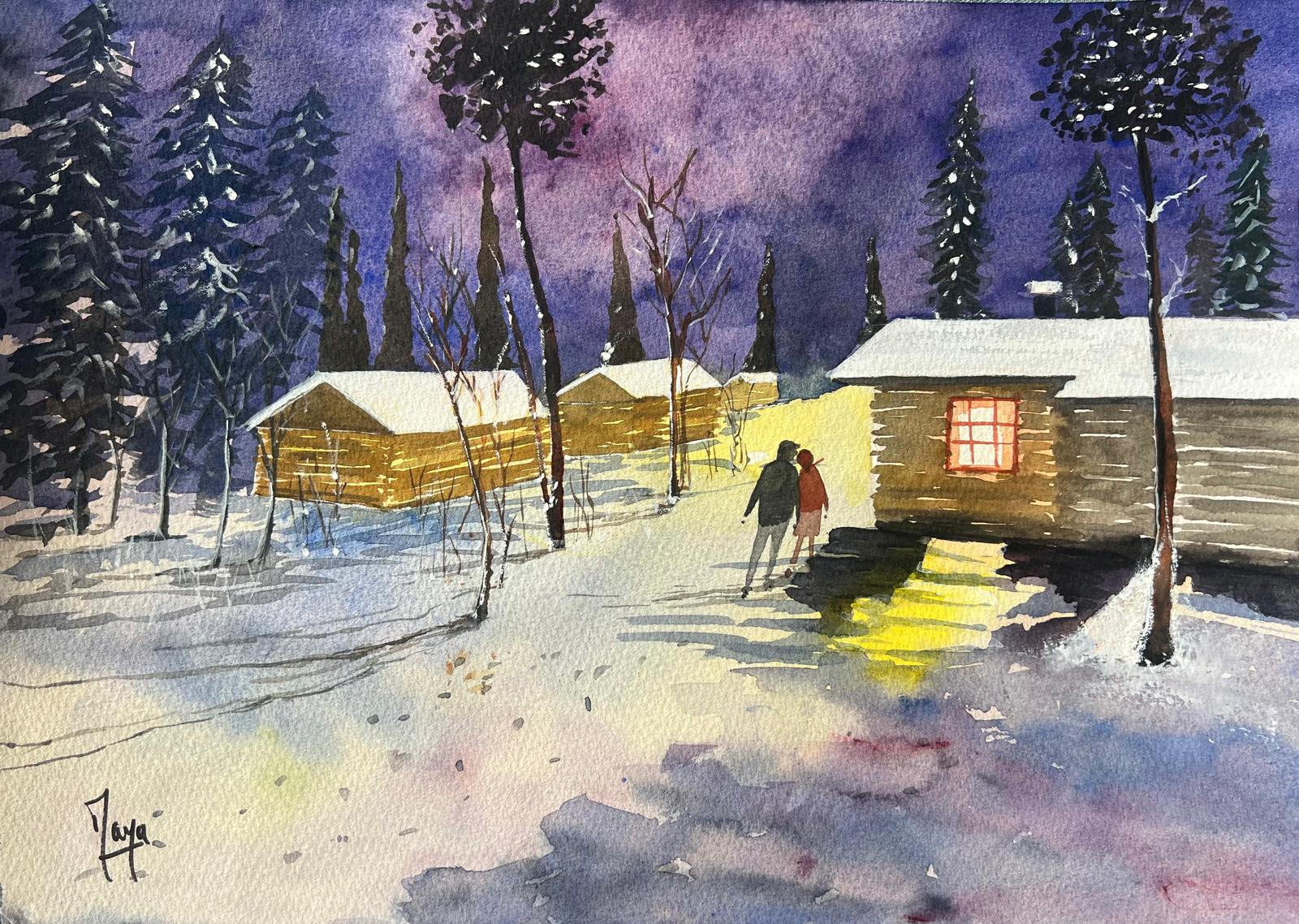 watercolor Luosto Laponie September 2025